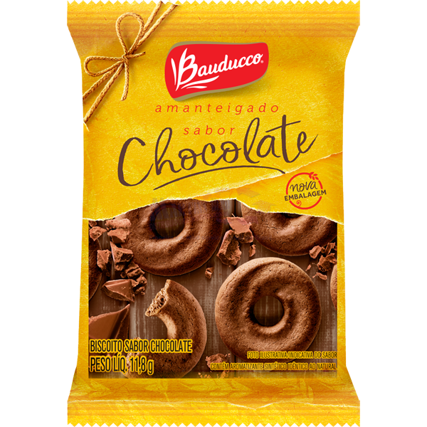 Biscoito Bauducco Amanteigado Chocolate 11,8G - 80 Unidades - Martins Berni  Distribuidora